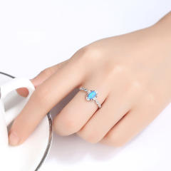 S925 Ring New Simple Fashion Zircon opal Ring