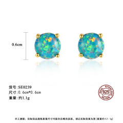 S925 Silver Earrings for Women Opal stone Silver Earrings