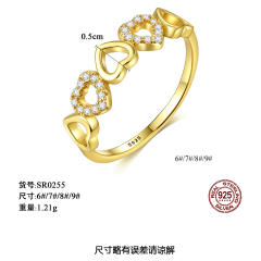 Love ring female S925 silver ring micro-inlaid zircon 18K gold simple rings