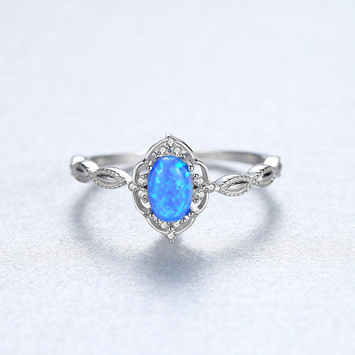 S925 Ring New Simple Fashion Zircon opal Ring