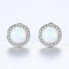 S925 Silver Earrings Simple Fashion opal stone Zircon Earrings
