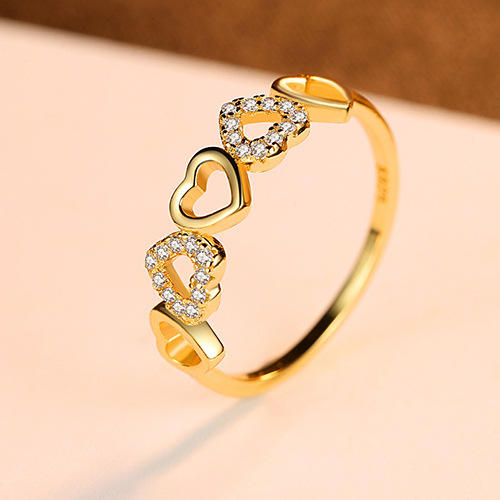 Love ring female S925 silver ring micro-inlaid zircon 18K gold simple rings