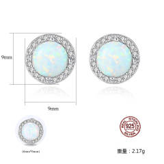 S925 Silver Earrings Simple Fashion opal stone Zircon Earrings