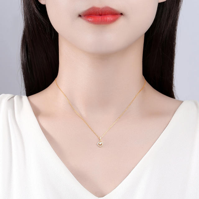 Silver S925 micro inlaid zircon necklace cross car flower clavicle chain