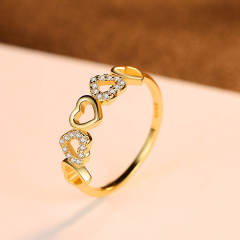 Love ring female S925 silver ring micro-inlaid zircon 18K gold simple rings