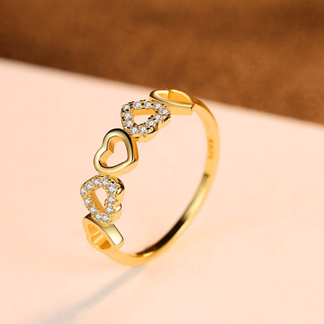 Love ring female S925 silver ring micro-inlaid zircon 18K gold simple rings