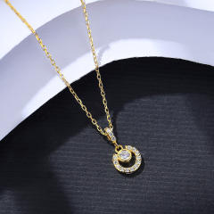 Silver S925 micro inlaid zircon necklace cross car flower clavicle chain