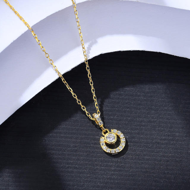 Silver S925 micro inlaid zircon necklace cross car flower clavicle chain