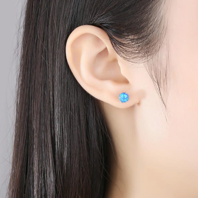S925 Silver Earrings for Women Opal stone Silver Earrings
