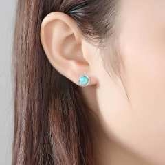 S925 Silver Earrings Simple Fashion opal stone Zircon Earrings