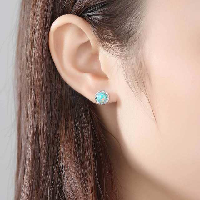 S925 Silver Earrings Simple Fashion opal stone Zircon Earrings