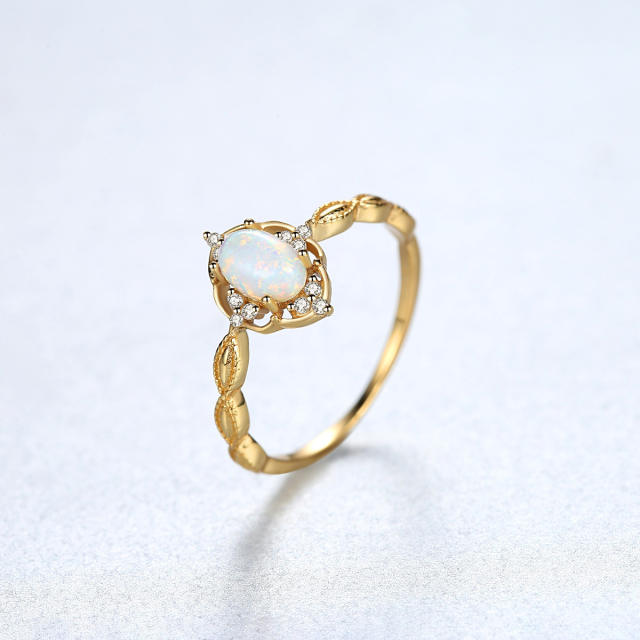 S925 Ring New Simple Fashion Zircon opal Ring