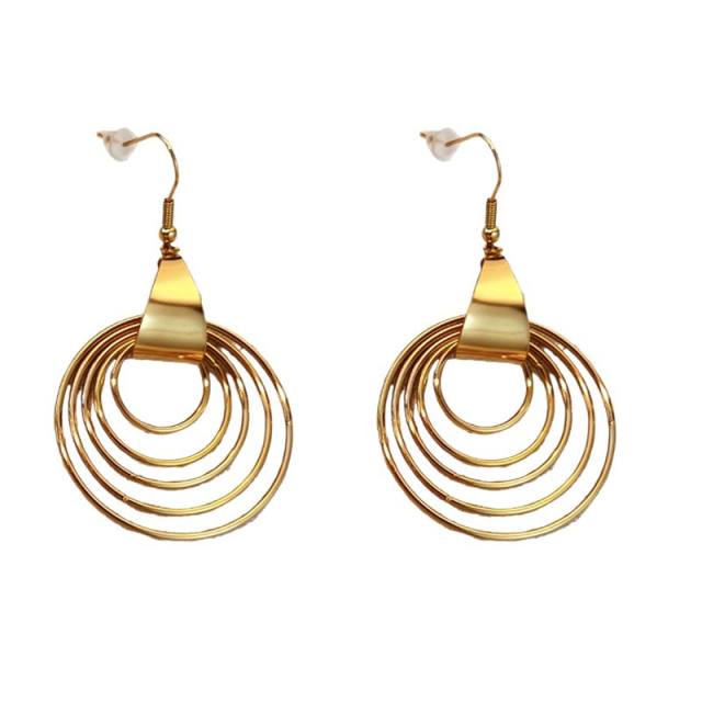 French trend geometric tassel leaf design stainless steel dangle earrings