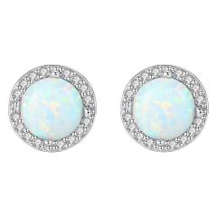 S925 Silver Earrings Simple Fashion opal stone Zircon Earrings