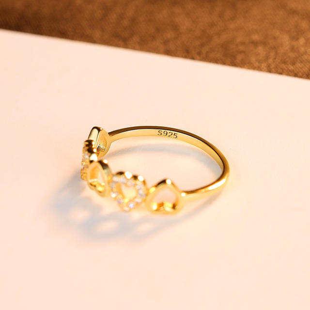 Love ring female S925 silver ring micro-inlaid zircon 18K gold simple rings
