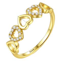 Love ring female S925 silver ring micro-inlaid zircon 18K gold simple rings