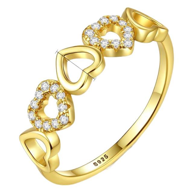 Love ring female S925 silver ring micro-inlaid zircon 18K gold simple rings