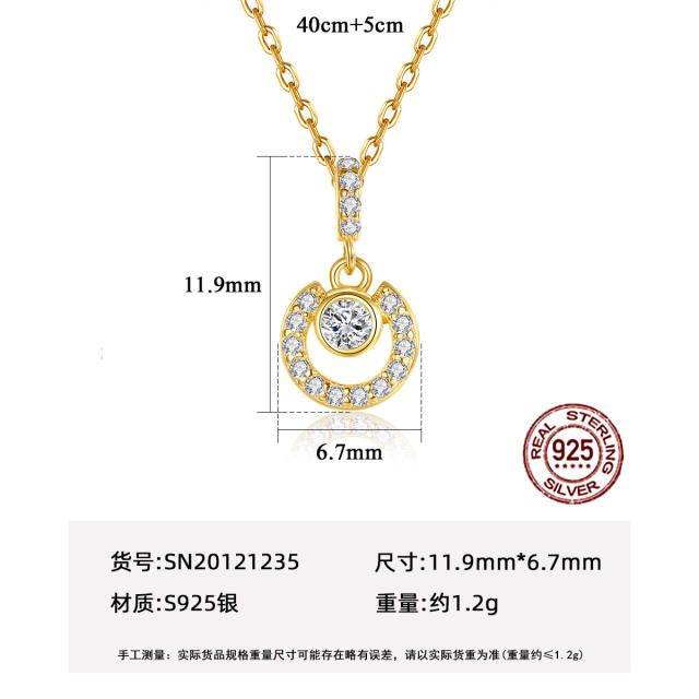 Silver S925 micro inlaid zircon necklace cross car flower clavicle chain