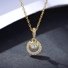 Silver S925 micro inlaid zircon necklace cross car flower clavicle chain