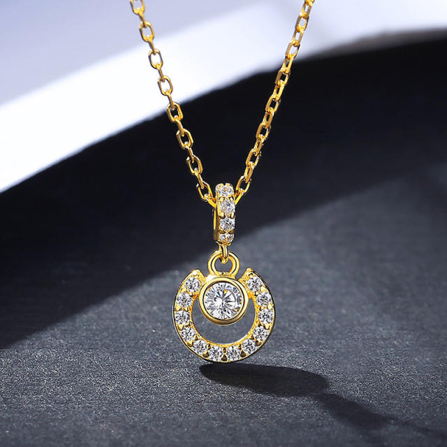 Silver S925 micro inlaid zircon necklace cross car flower clavicle chain