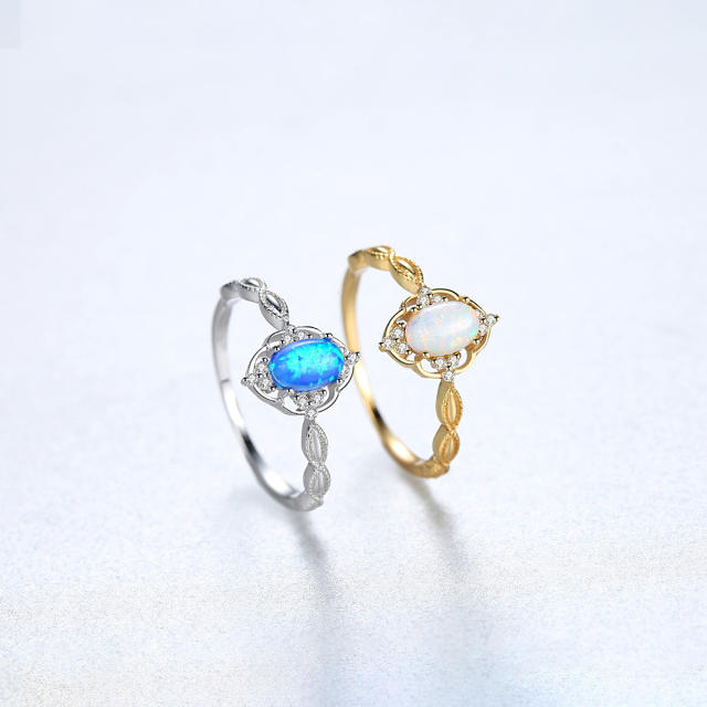 S925 Ring New Simple Fashion Zircon opal Ring