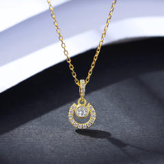 Silver S925 micro inlaid zircon necklace cross car flower clavicle chain