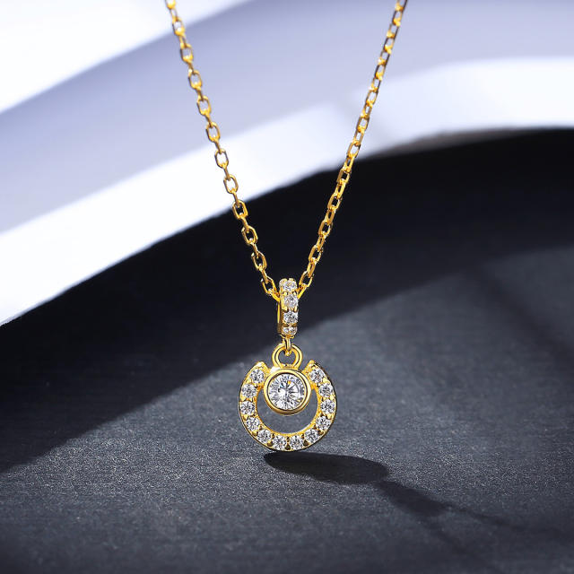 Silver S925 micro inlaid zircon necklace cross car flower clavicle chain
