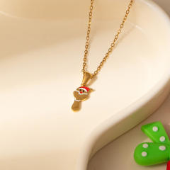 Sweet christmas initial letter pendant stainless steel necklace