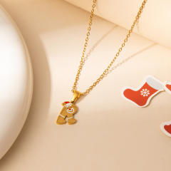 Sweet christmas initial letter pendant stainless steel necklace