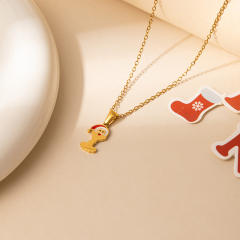Sweet christmas initial letter pendant stainless steel necklace