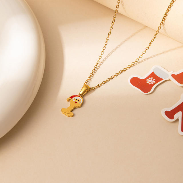 Sweet christmas initial letter pendant stainless steel necklace