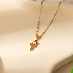 Sweet christmas initial letter pendant stainless steel necklace
