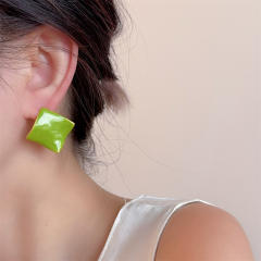 Exaggerated Geometry Irregular Round Concave-Convex Blue Oil Drop Earrings