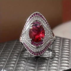 Elegant imitation ruby diamond statement rings