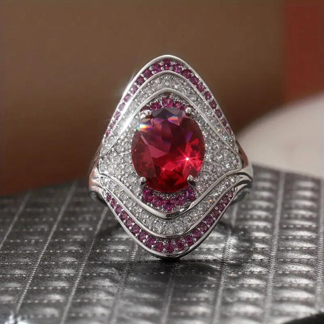 Elegant imitation ruby diamond statement rings
