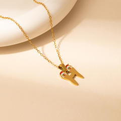 Sweet christmas initial letter pendant stainless steel necklace