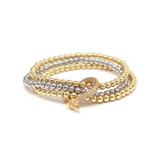 18KG mix color gold copper bead three layer bracelet