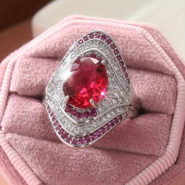 Elegant imitation ruby diamond statement rings