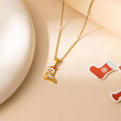 Sweet christmas initial letter pendant stainless steel necklace