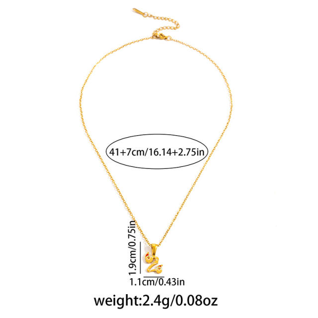 Sweet christmas initial letter pendant stainless steel necklace