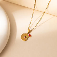 Sweet christmas initial letter pendant stainless steel necklace
