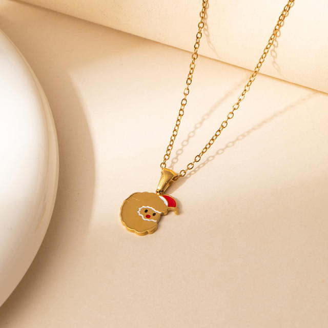 Sweet christmas initial letter pendant stainless steel necklace
