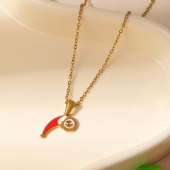 Sweet christmas initial letter pendant stainless steel necklace