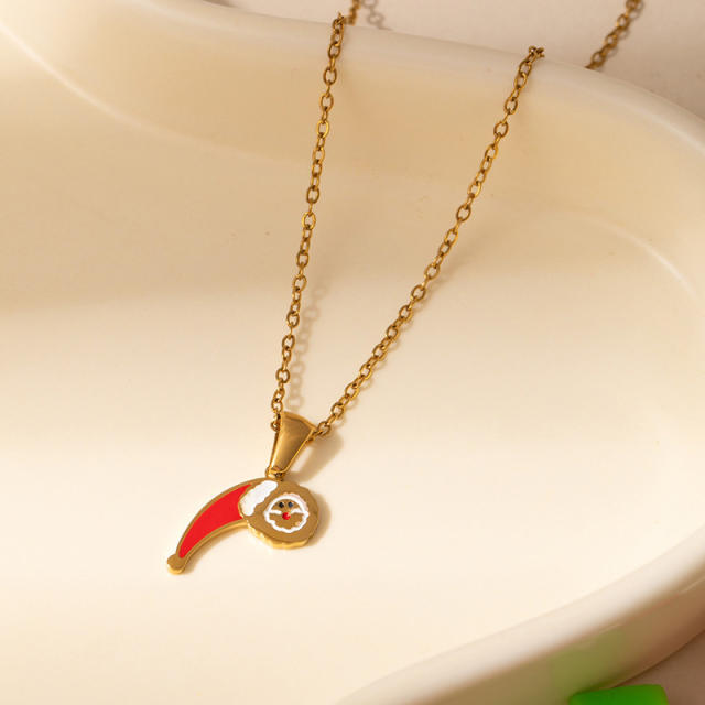 Sweet christmas initial letter pendant stainless steel necklace