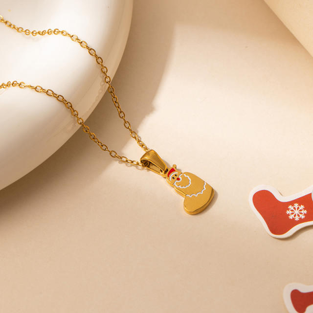 Sweet christmas initial letter pendant stainless steel necklace