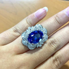 Eelgant rose flower shape cubic zircon statement rings blue diamond rings
