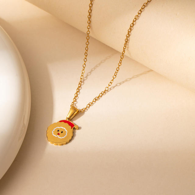 Sweet christmas initial letter pendant stainless steel necklace