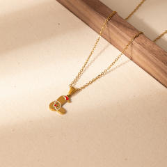 Sweet christmas initial letter pendant stainless steel necklace