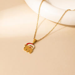 Sweet christmas initial letter pendant stainless steel necklace