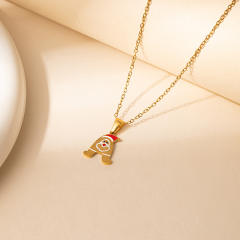 Sweet christmas initial letter pendant stainless steel necklace